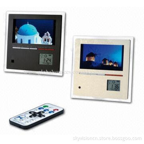 Battery-operated digital photo frame with low current, customized shapes, different feature button